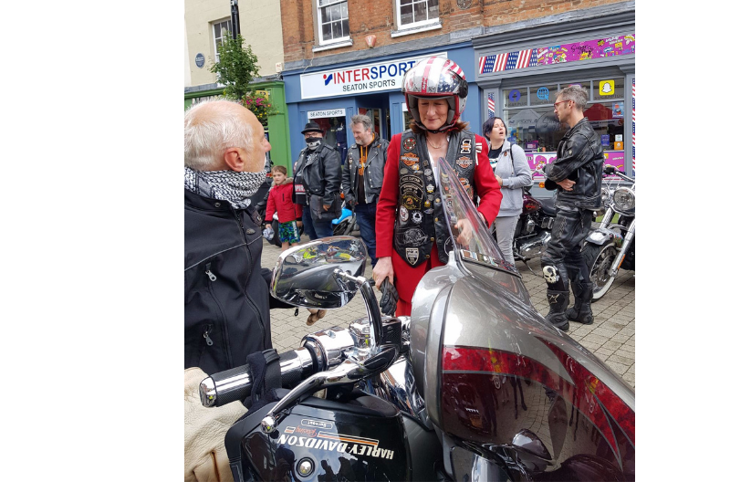HM Lord-Lieutenant of Shropshire Anna Turner with members of the Wolverhampton Harley Davidson Chapter