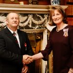 HM Lord-Lieutenant, Anna Turner, presenting Martin Yates with his MBE