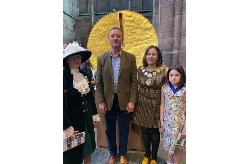 High Sheriff of Shropshire, Selina Graham, Sculpture Artist Paul Kennedy and Shrewsbury Mayor Elizabeth Roberts