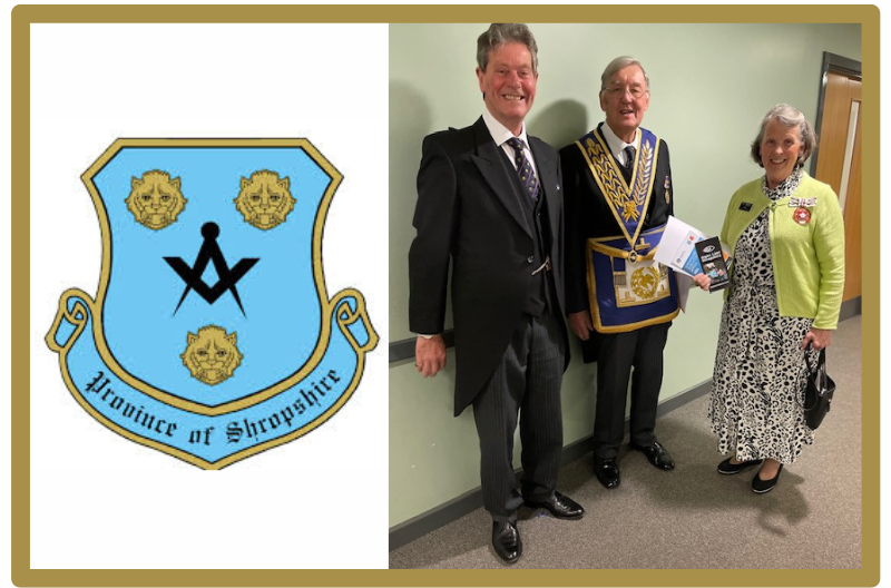 Shropshire Masonic Event Diana Flint DL with Provincial Grand Master, Right Worshipful Brother Roger Pemberton & Ron Gee