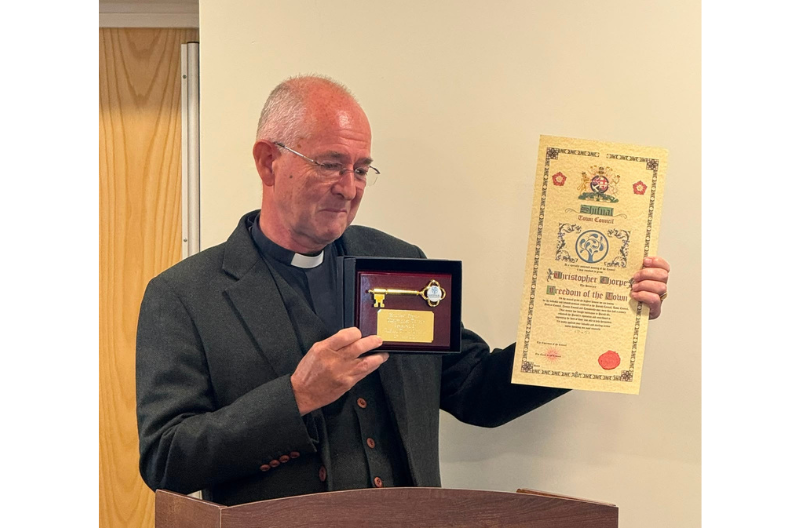 The Reverend Chris Thorpe awarded Honorary Freeman of the town of Shifnal